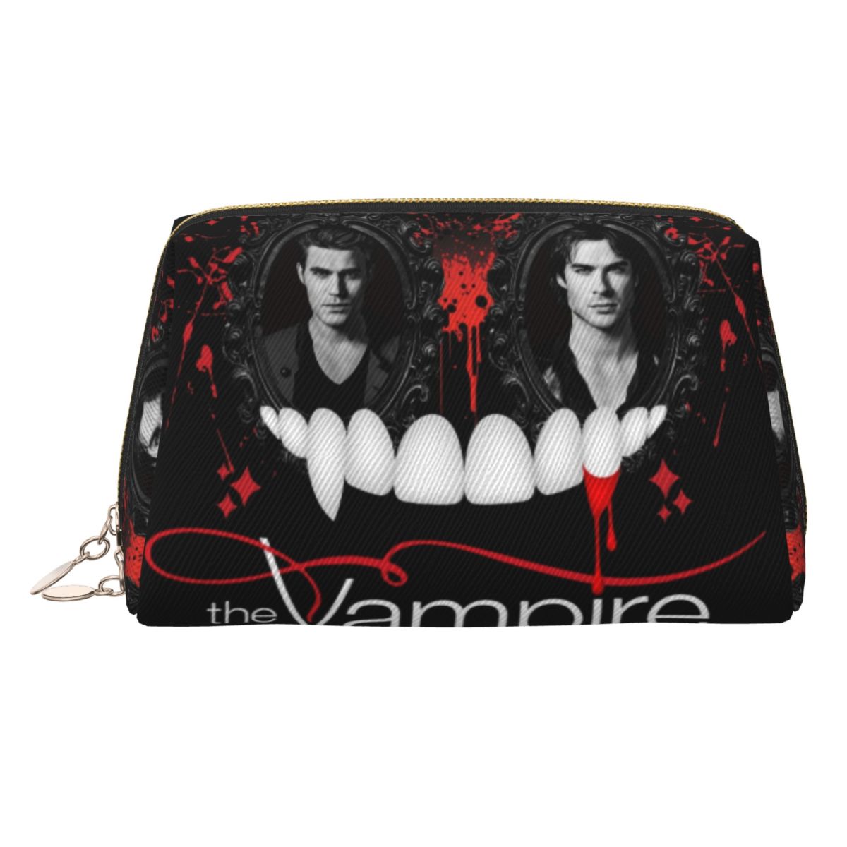 Beauty Makeup Diary - กระเป๋าใส่เครื่องสำอางลาย The Vampire Diaries สำหรับผู้หญิง กระเป๋าจัดระเบียบเครื่องสำอาง