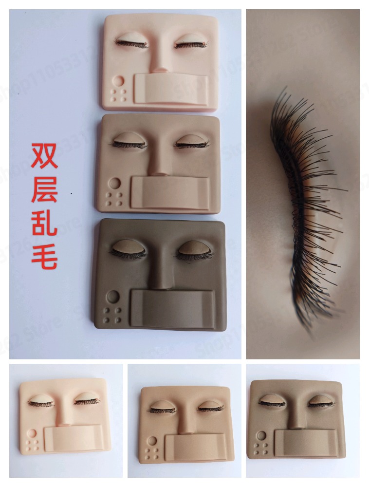Beauty Makeup Training - หัวฝึกติดขนตาแบบถอดได้, หุ่นฝึกแต่งหน้าและสักลายความงามพร้อมผมสองชั้นที่ดูยุ่งเหยิง