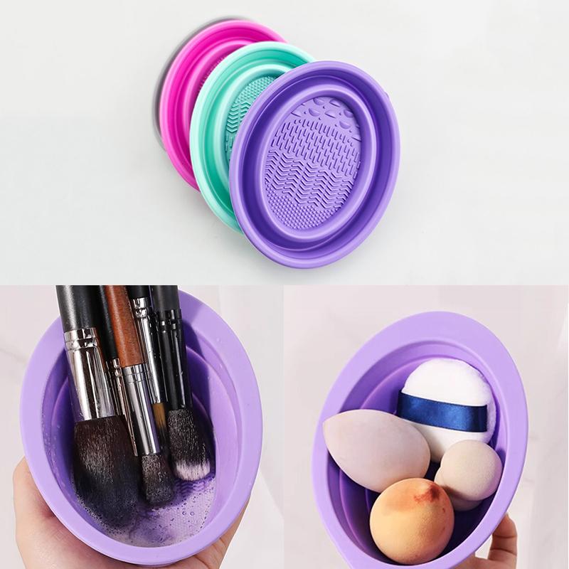 Beauty And Makeup Quotes - ซิลิโคนแปรงแต่งหน้าแปรงแต่งหน้าพับแป้งพัฟทําความสะอาดชามแปรงอายแชโดว์ล้างทําความสะอาดเครื่องมือความงาม Scrubber กล่อง
