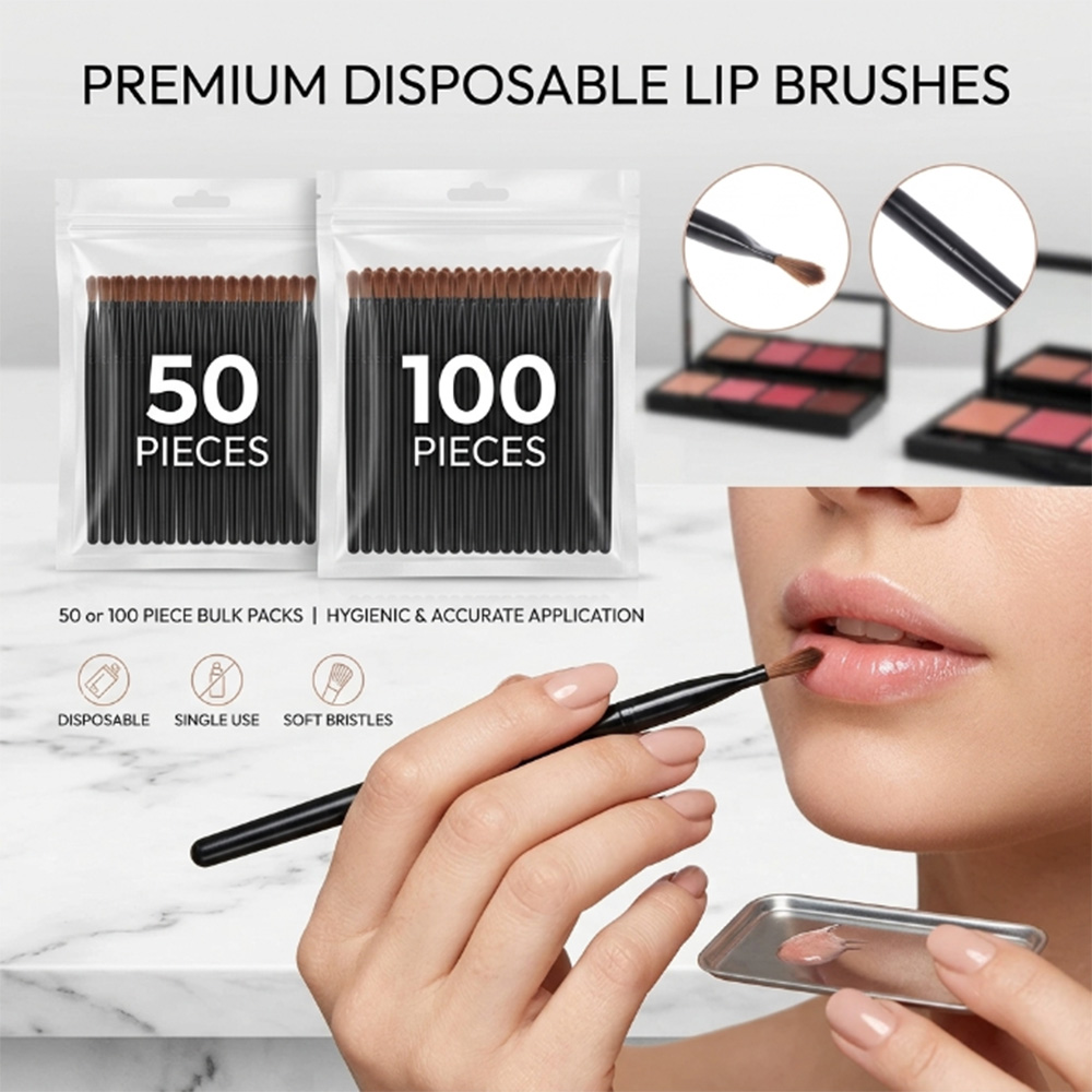 Beauty And Makeup Quotes - 50/100 ชิ้นชุดแปรงทาปากแบบใช้แล้วทิ้งลิปสติกกลอส แวนด์ อพพลิเคเตอร์แปรงแต่งหน้าเครื่องมือความงามระดับมืออาชีพเครื่องสำอาง