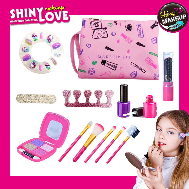 Beauty Makeup Games - ชุดแต่งหน้าสำหรับเด็กผู้หญิงพร้อม tas kosmetik ของเล่นแต่งหน้าเพลย์เฮ้าส์-ชุดเดินทางโทรศัพท์มือถือชุดเสริมสวยเล็บลิปสติกเกมของเล่นแสนสนุก