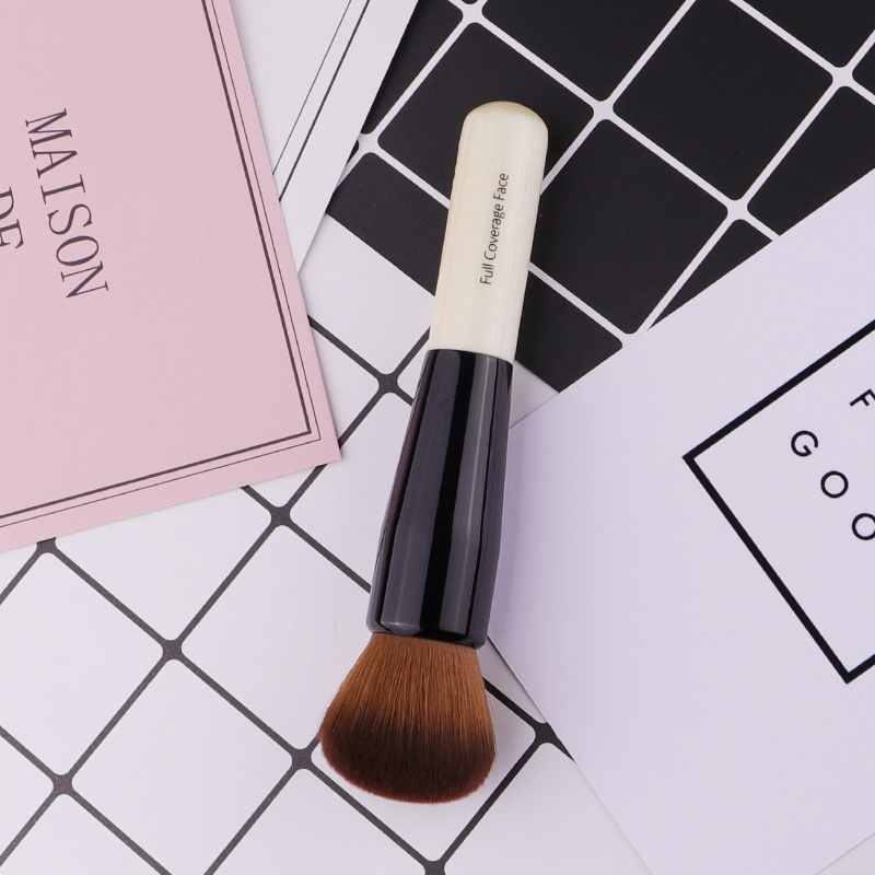 Concealer Full Coverage - แปรงแต่งหน้าแป้งไม้ Handle หนาแน่นนุ่มรอบขนแปรง Full Coverage Face