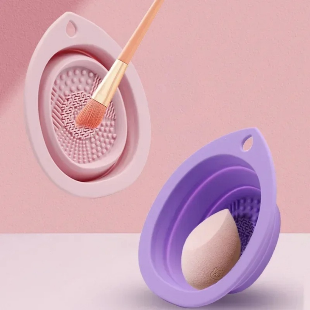 Beauty And Makeup Quotes - ชามทำความสะอาดแปรงแต่งหน้าซิลิโคน แผ่นขัดล้างแบบพับได้ เครื่องมือทำความสะอาดแปรงเครื่องสำอางแบบพกพา ฟองน้ำสำหรับแปรงแต่งหน้า