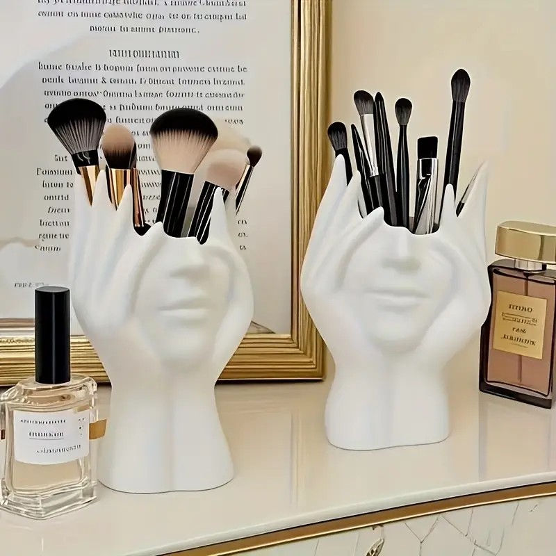 Beauty Makeup Design - ที่ใส่แปรงแต่งหน้ารูปทรงใบหน้า - กล่องเก็บเครื่องสำอางเพื่อความงาม ดีไซน์รูปหน้าผู้หญิง น้ำหนักเบา พกพาสะดวก